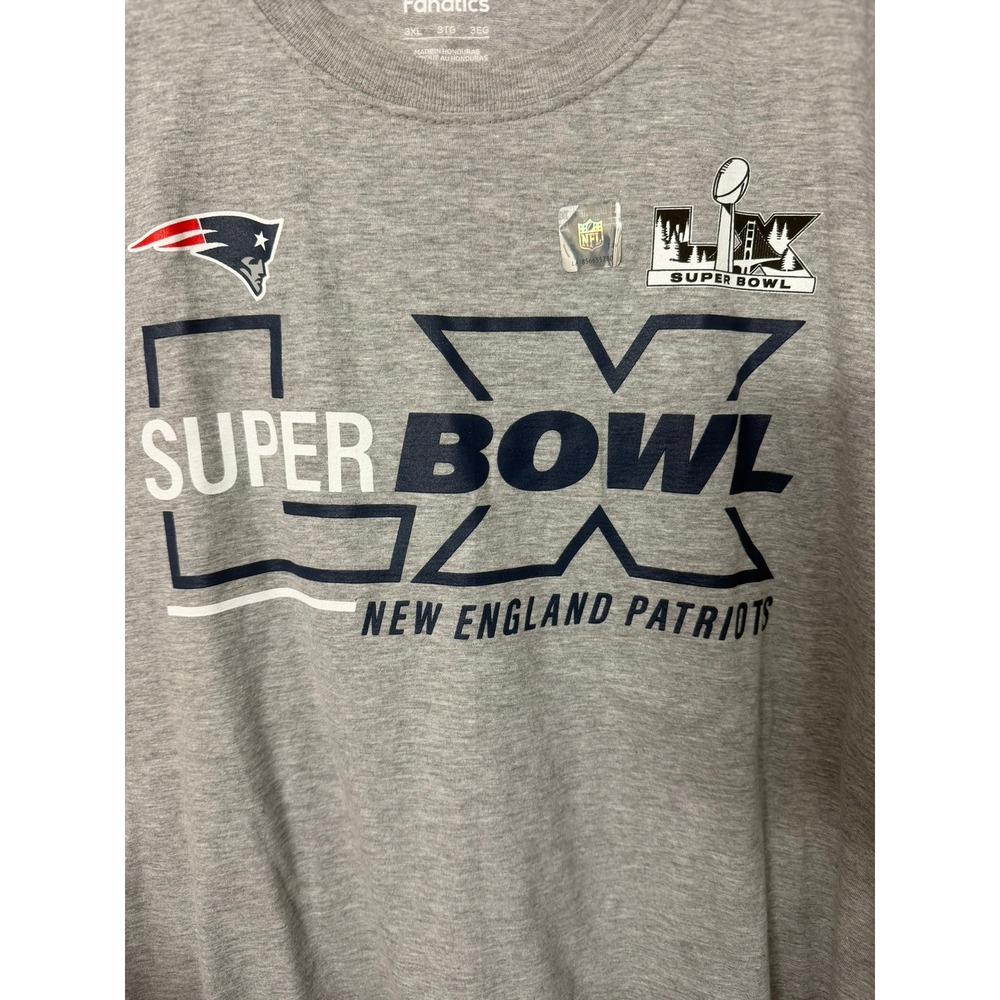 Fanatics Patriots Super Bowl LX Roster Tee Mens 3XL Gray NFL NWT